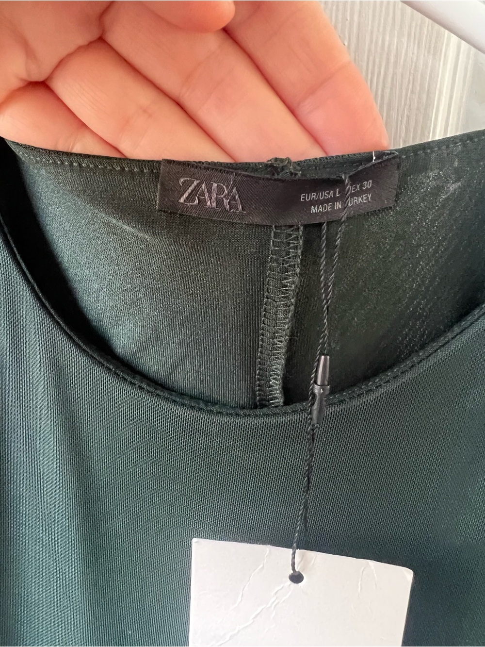 Zara Long Tulle Godet Sleeveless Maxi Dress with Side Slit, Dark Green, Size L - Picture 5 of 10